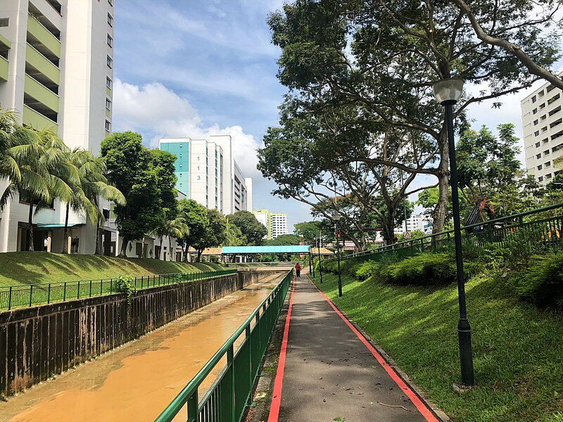 File:Pang Sua Park Connector running adjacent to canal and Bukit Panjang Road near 123 Pending Road.jpg