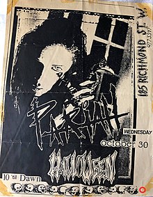 1985 flyer for "Pariah" - a Wednesday night after-hours club in Toronto. Flyer by S. O'Flynn & S. Scott. Pariah Halloween.jpg