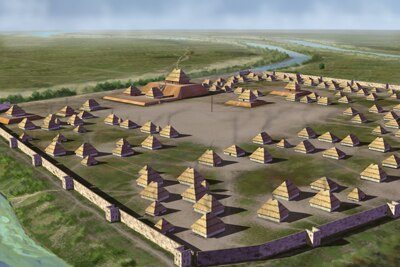 Artist's conception of the archaeological site