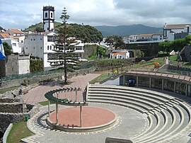 The garden Ribeira dos Moinhos alongside Ribeira Grande, part of the parish of Matriz in Ribeira Grande