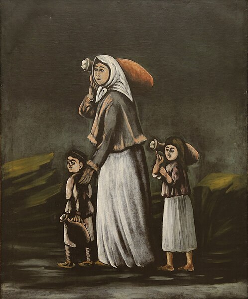 File:Peasant Woman with Children Fetching Water - Niko Pirosmani.jpg