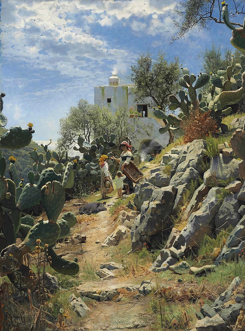 Peder Mønsted - Ved middagstid på en kaktus Plantation i Capri.jpg