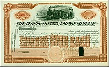 Share of the Peoria and Eastern Railway from the 1890s, unissued Peoria and Eastern RW 189x.jpg