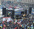 Porošenko hovoří k davu během tzv. Euromajdanu, 8. listopadu 2013