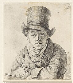 Self-portrait . 1802-1816. etching print. 9.1 × 8 cm (3.5 × 3.1 in). Amsterdam, Rijksmuseum Amsterdam.