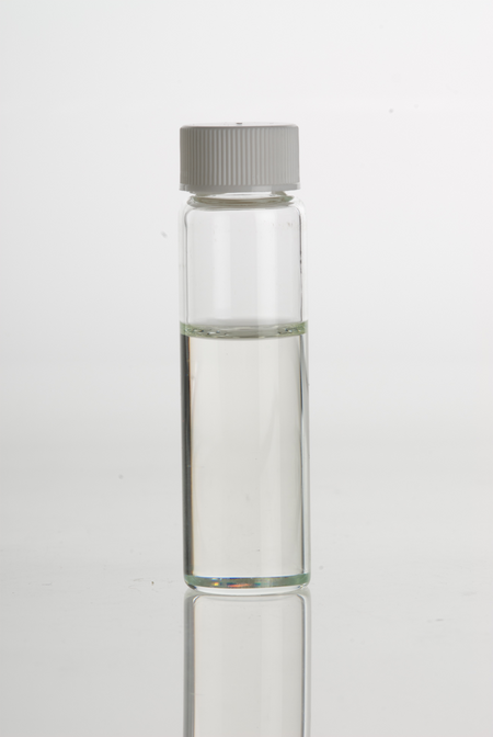 Pine (Pinus sylvestris) essential oil in a clear glass vial