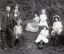Erwin Piscator (zweiter von links) und seine Mutter Antonie Piscator (Mitte) in Dillenburg, 1906