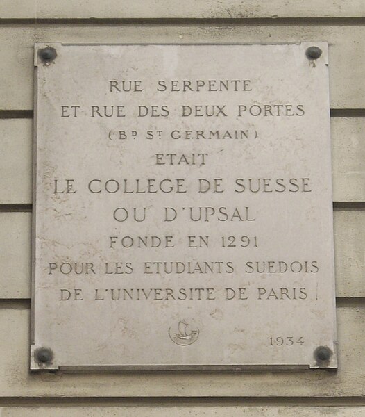 File:Plaque Collège de Suesse, 15 rue Serpente, Paris 6.jpg