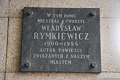 Plaque Władysław Rymkiewicz, Łódź 8 Narutowicza Street.jpg