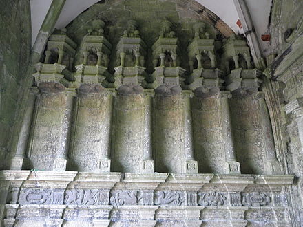 Empty niches in the porch interior