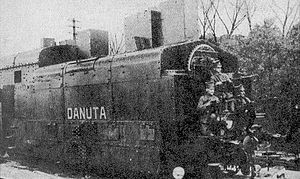 Die Lokomotive des Panzerzuges Danuta im Jahr 1919.