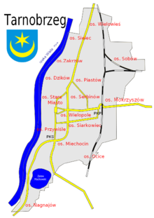 Uproszczona mapa osiedli (lista osiedli podana w artykule).