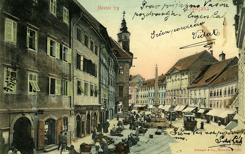 File:Postcard of Town Square in Ljubljana (4).jpg