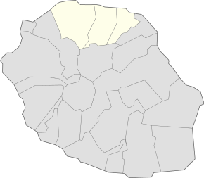Arrondissement na mapě Réunionu