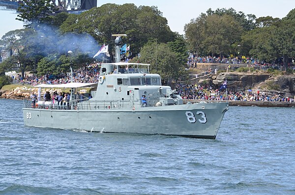 Former Royal Australian Navy Attack-class patrol boat HMAS Advance on Port Jackson in October 2013