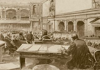 Sala de juntas del Reichstag hacia 1894, dibujo de Willy Stöwer.