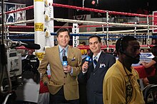 Celis and Bernardo Osuna broadcasting a July 20, 2007, card from New Alhambra Arena for Solo boxeo Ricardo Celis and Bernardo Osuna broadcast boxing from New Alhambra Arena.jpg