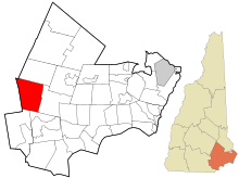 Rockingham County New Hampshire innlemmede og ikke-inkorporerte områder Auburn highlighted.svg