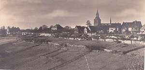 Rüthen um 1900, links am Bildrand der Hexenturm