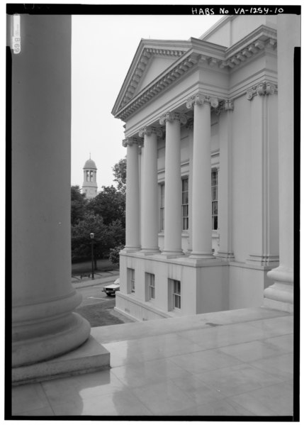 File:SOUTHWEST FACADE OF SENATE WING, FROM PORTICO OF MAIN BLOCK LOOKING NORTHEAST - Virginia State Capitol, Bank and 10th Streets, Capitol Square, Richmond, Independent City, VA HABS VA,44-RICH,9-10.tif