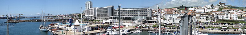 File:Sao Miguel (Azores) banner Ponta Delgada marina.jpg