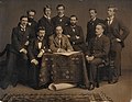 A circa 1890 group portrait of Scottish architects, including William Fraser, ARIBA, standing, center. Private Collection.