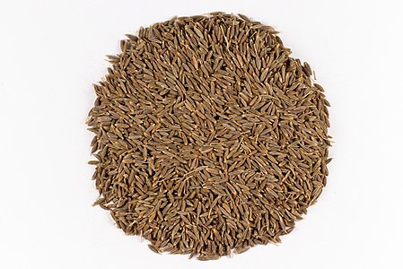 Picture of Cumin "Cuminum Cyminum" Seeds. Length is about 5 mm.