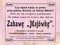 Advert for an event organized by the pl:Związek Harcerstwa Polskiego (Polish Scouts). Ostra Górka in Sosnowiec, exact year unknown (1918-1939).