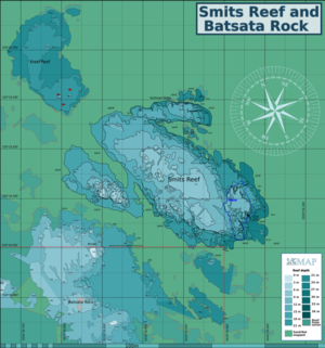 Contour map of the dive site at Smits Reef