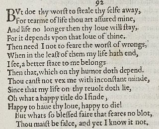 <span class="mw-page-title-main">Sonnet 92</span> Poem by William Shakespeare