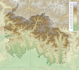 Carte en relief de l’Ossétie du Sud-Alanie.