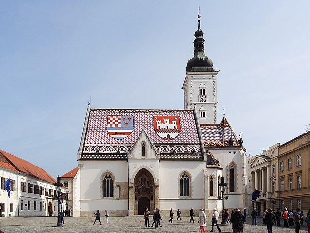 The front of the St. Mark's church in Zagreb is the site of the traditional inauguration of Croatia's presidents. Franjo Tuđman took his oath as Presi