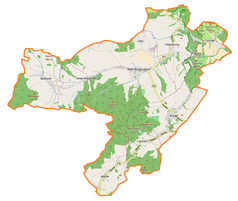 Mapa konturowa gminy Stare Bogaczowice, po prawej znajduje się punkt z opisem „Struga”