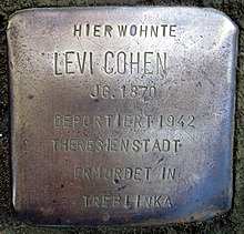 Stumbling blocks Dortmund Wickeder Hellweg 91 Levi Cohen.jpg
