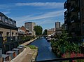 View from the stop lock bridge at the junction of Regents Canal and Hertford Union Canal, Bethnal Green. [71]