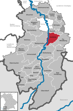 Läget för Sulzberg (Oberallgäu) i Landkreis Oberallgäu