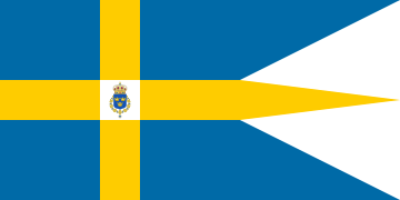 Royal standard of Sweden with the lesser coat of arms, used by Swedish princes and princesses