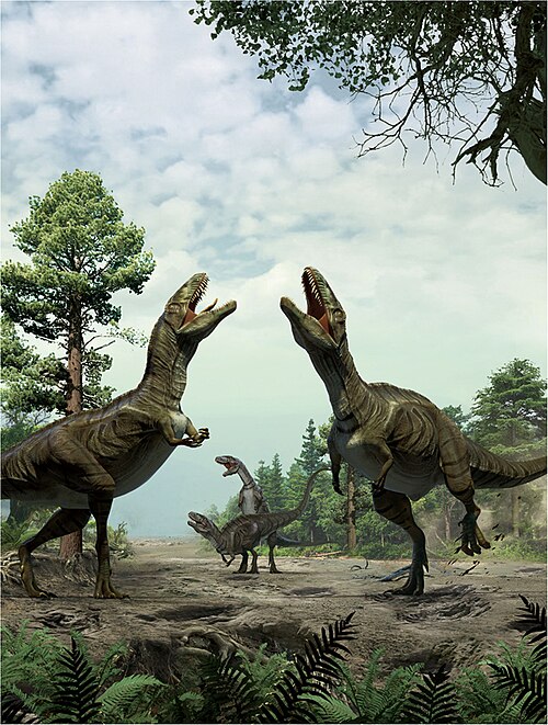 Restoration of Acrocanthosaurus engaging in courtship behavior