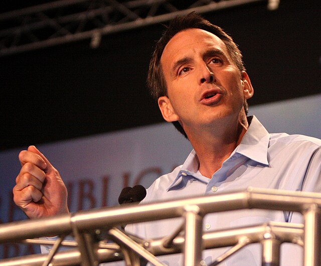 Pawlenty speaking at the Ames Straw Poll, the day before withdrawing from the race.