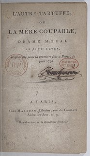 <i>The Guilty Mother</i> French play by Pierre Beaumarchais