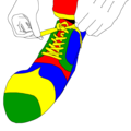 Tying one's shoe (traced, transparent) (clown town edition).png