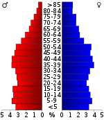Age pyramid Dyer County USA Dyer County, Tennessee.csv age pyramid.svg