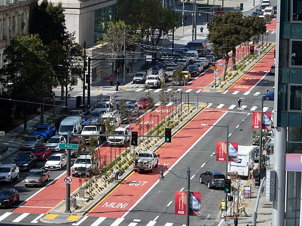 Van Ness Bus Rapid Transit red lanes