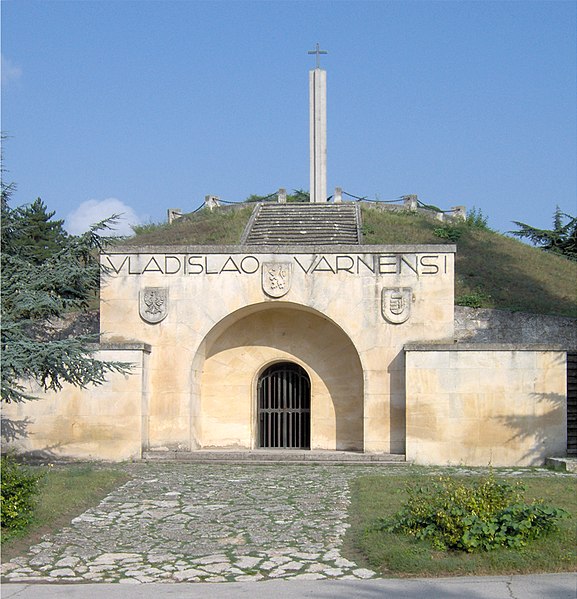 Memorial of the Battle of Varna, which took place on 10 November 1444 near Varna, Bulgaria. The facade of the mausoleum is built into the side of an a