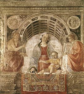 Madone au tapis Fresque, 1485, Brera.