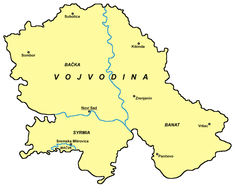 Physical Map of Vojvodina, lighten