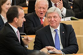 Volker Bouffier direkt nach seiner Wahl zum Ministerpräsident