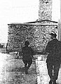 Polish resistance fighters from the "Giewont" company of the "Zośka" battalion secure Gęsiówka after the liberation. The crematorium building is visible in the background