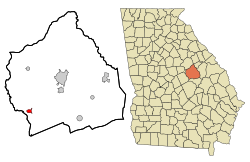 Location in Washington County and the state of جارجیا (امریکی ریاست)