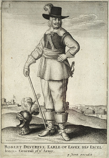 Robert Devereux depicted as Captain General on foot, an engraving by Wenceslas Hollar.